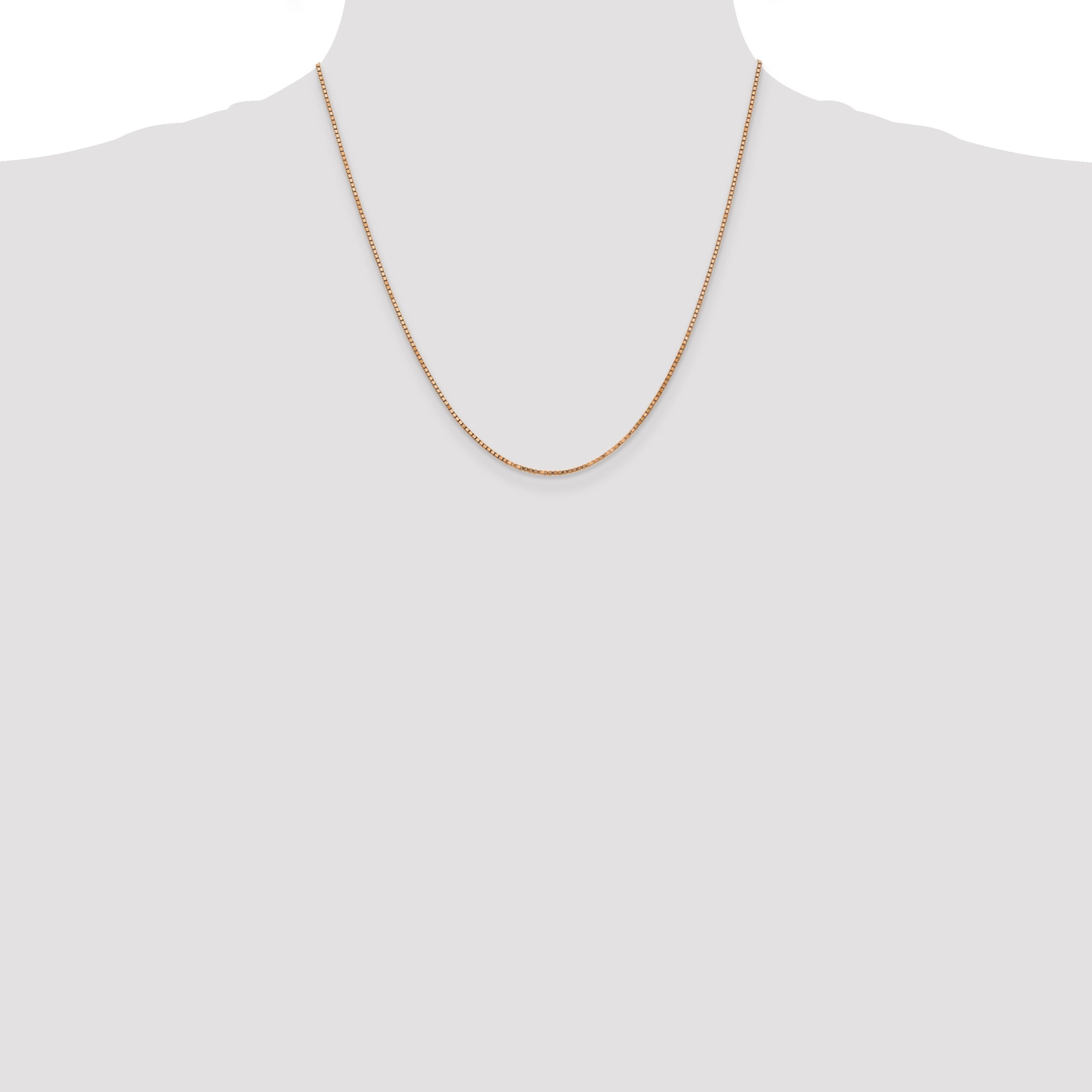 14K Rose Gold 20 Inch 1.3mm Box Link With Lobster Clasp Chain Necklace