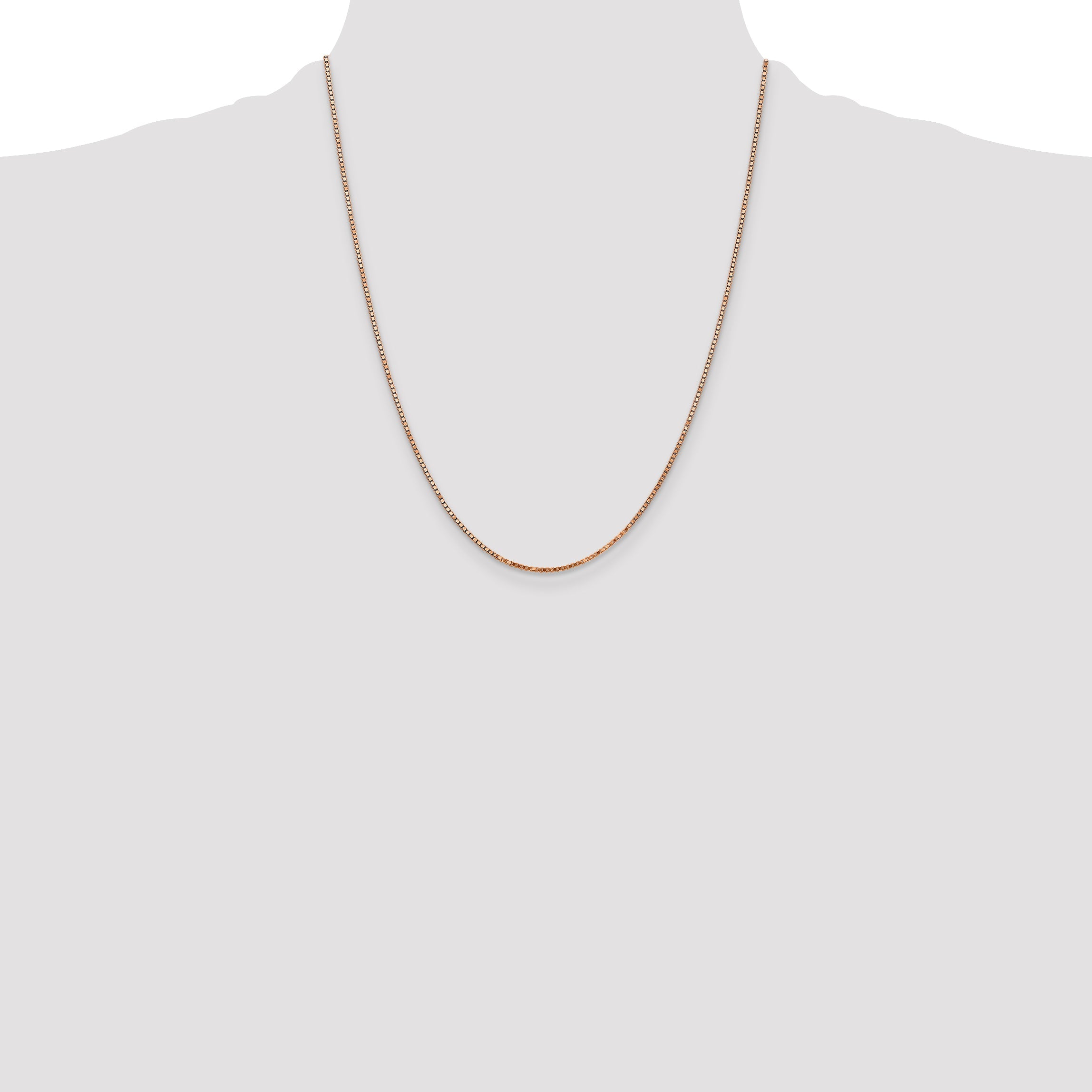 14K Rose Gold 22 Inch 1.3mm Box Link With Lobster Clasp Chain Necklace