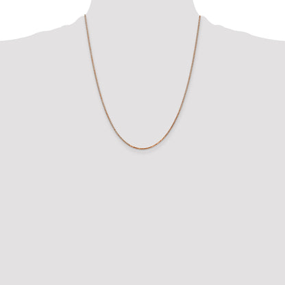 14K Rose Gold 22 Inch 1.3mm Box Link With Lobster Clasp Chain Necklace