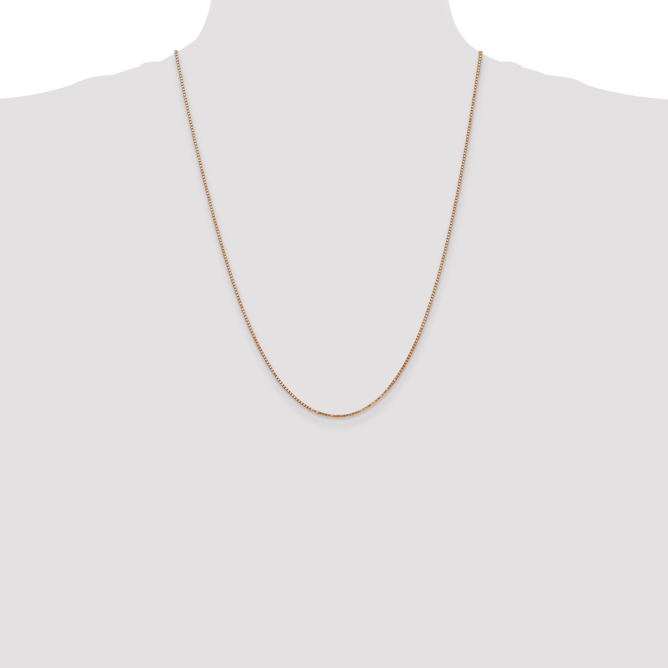 14K Rose Gold 24 Inch 1.3mm Box Link With Lobster Clasp Chain Necklace