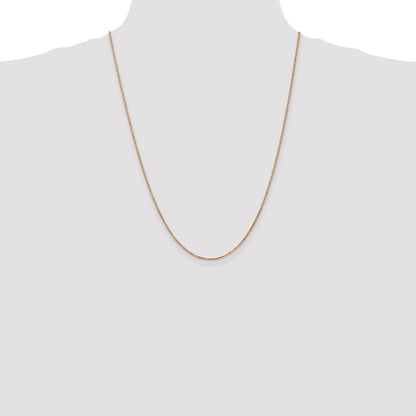 14K Rose Gold 24 Inch 1.3mm Box Link With Lobster Clasp Chain Necklace