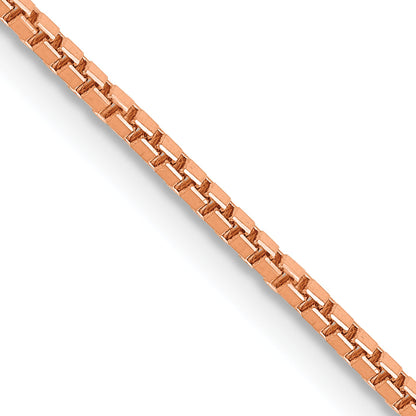 14K Rose Gold 22 Inch 1.3mm Box Link With Lobster Clasp Chain Necklace