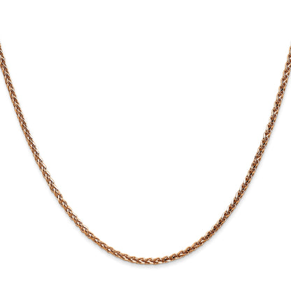 14K Rose Gold 16 Inch 2.1mm Diamond-Cut Spiga With Lobster Clasp Chain Necklace