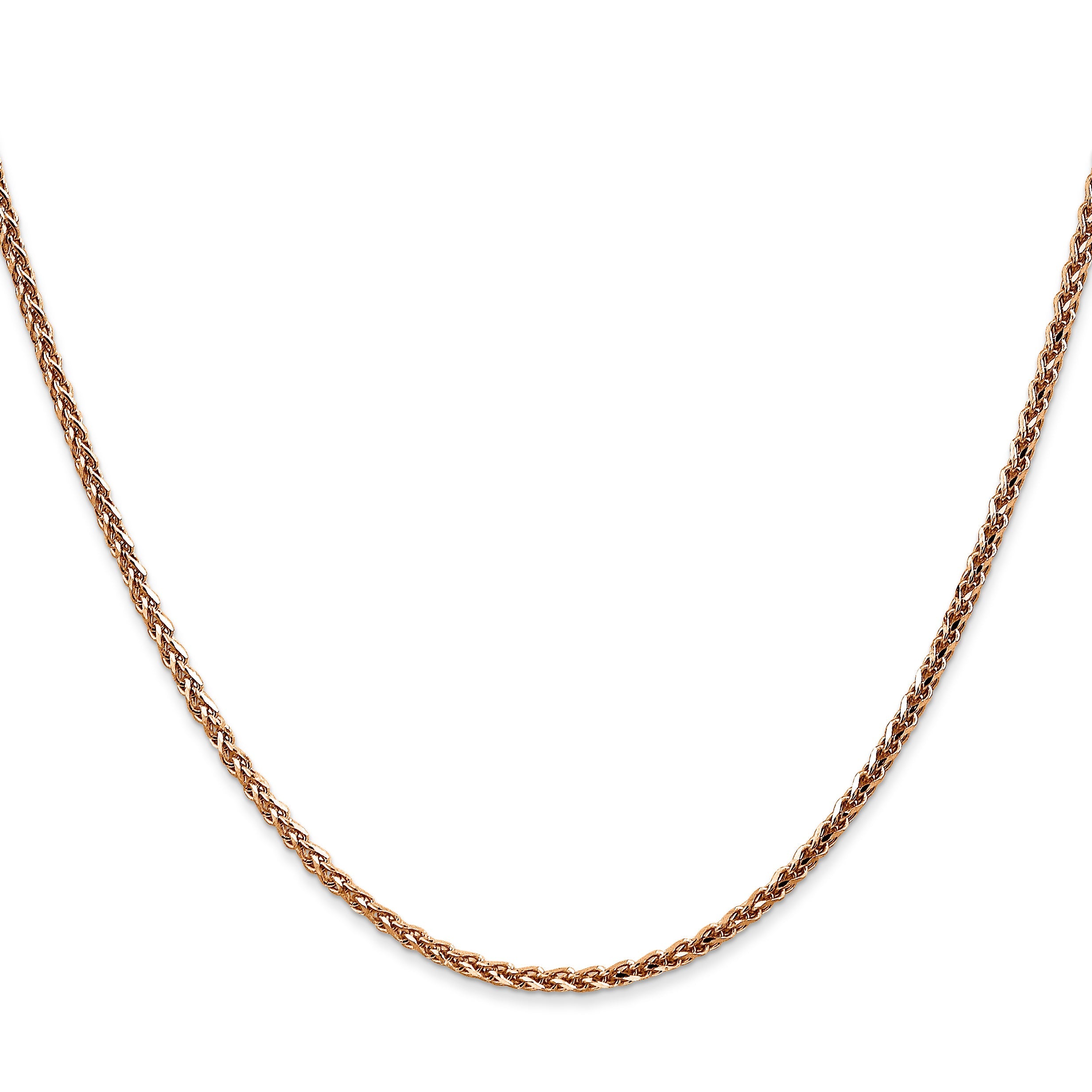 14K Rose Gold 24 Inch 2.1mm Diamond-Cut Spiga With Lobster Clasp Chain Necklace