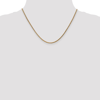 14K Rose Gold 18 Inch 2.1mm Diamond-Cut Spiga With Lobster Clasp Chain Necklace