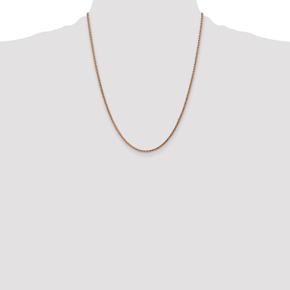 14K Rose Gold 22 Inch 2.1mm Diamond-Cut Spiga With Lobster Clasp Chain Necklace
