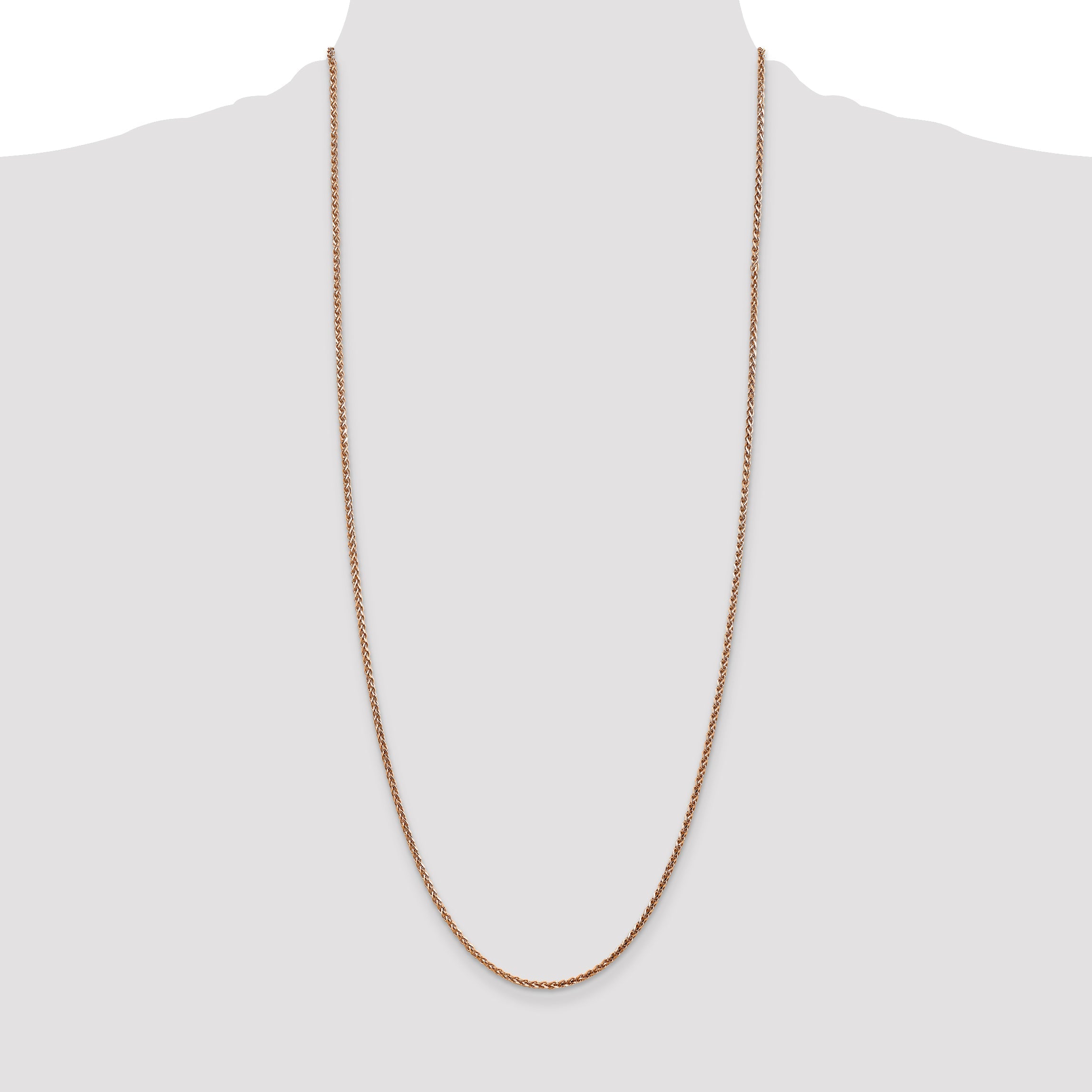 14K Rose Gold 30 Inch 2.1mm Diamond-Cut Spiga With Lobster Clasp Chain Necklace