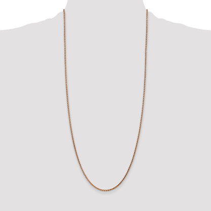 14K Rose Gold 30 Inch 2.1mm Diamond-Cut Spiga With Lobster Clasp Chain Necklace