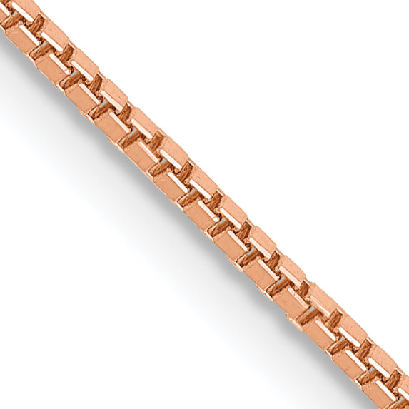 14K Rose Gold 24 Inch 1mm Box Link With Lobster Clasp Chain Necklace
