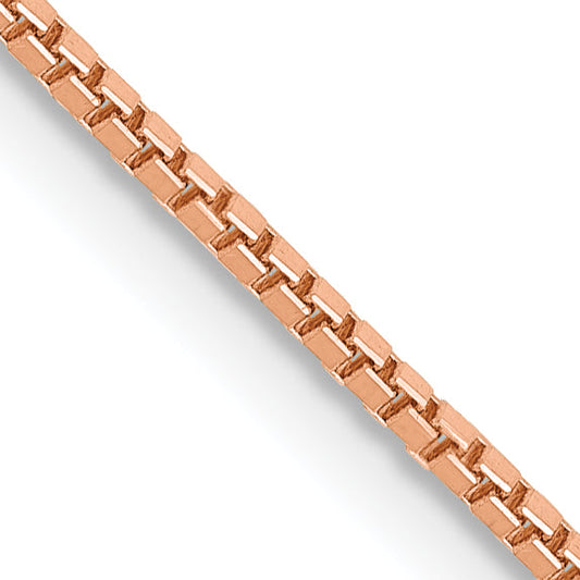 14K Rose Gold 24 Inch 1mm Box Link With Lobster Clasp Chain Necklace