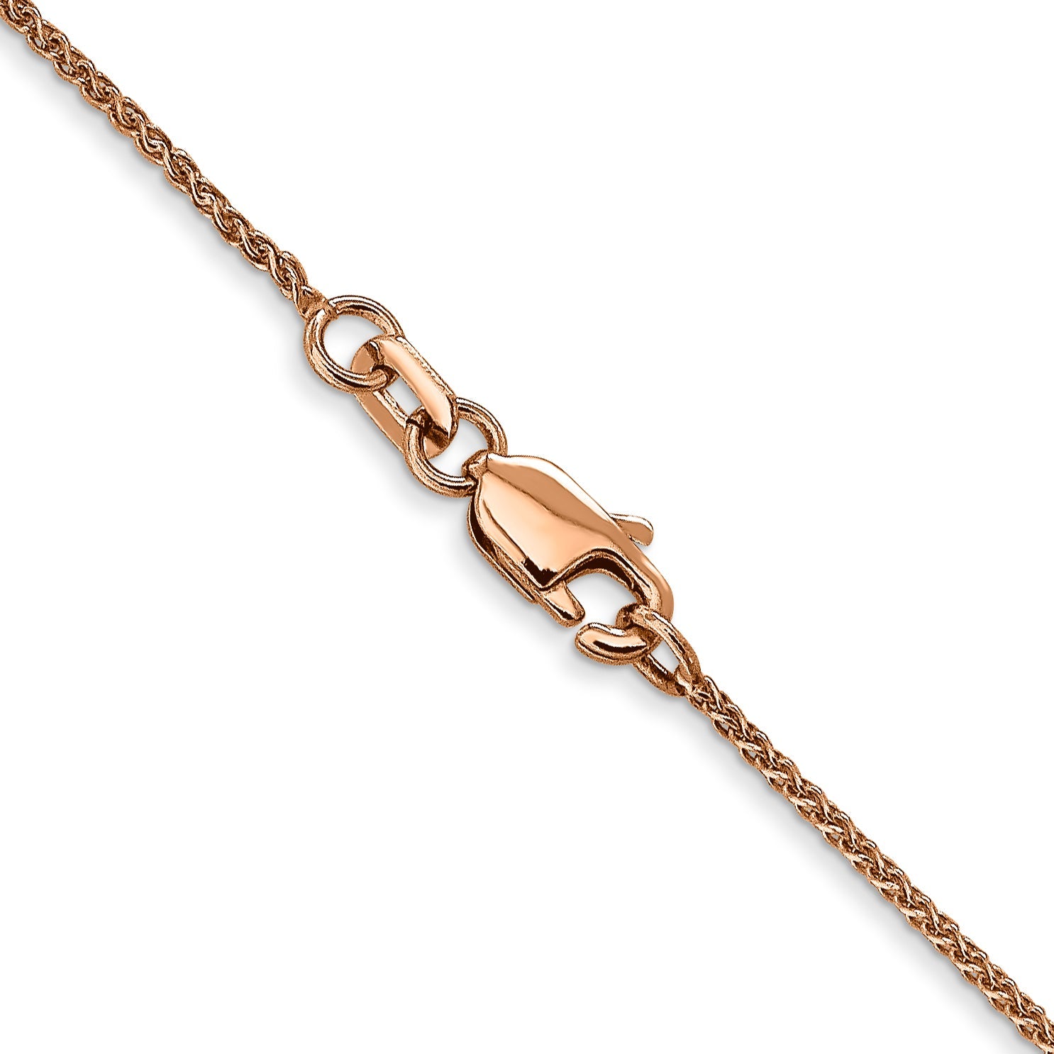 14K Rose Gold 16 Inch 1.05mm Diamond-Cut Spiga With Lobster Clasp Chain Necklace