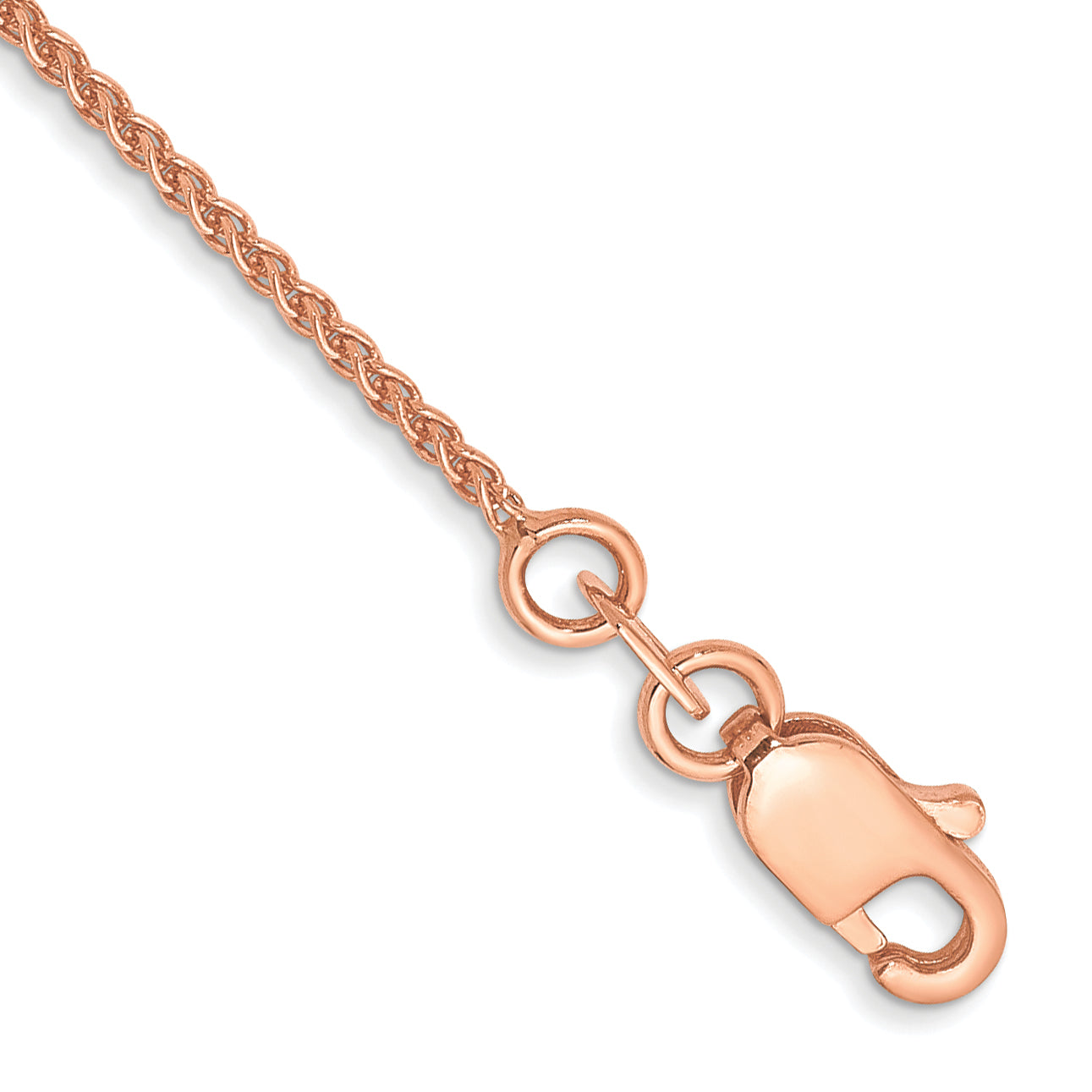 14K Rose Gold 9 Inch 1mm Solid Polished Spiga With Lobster Clasp Anklet