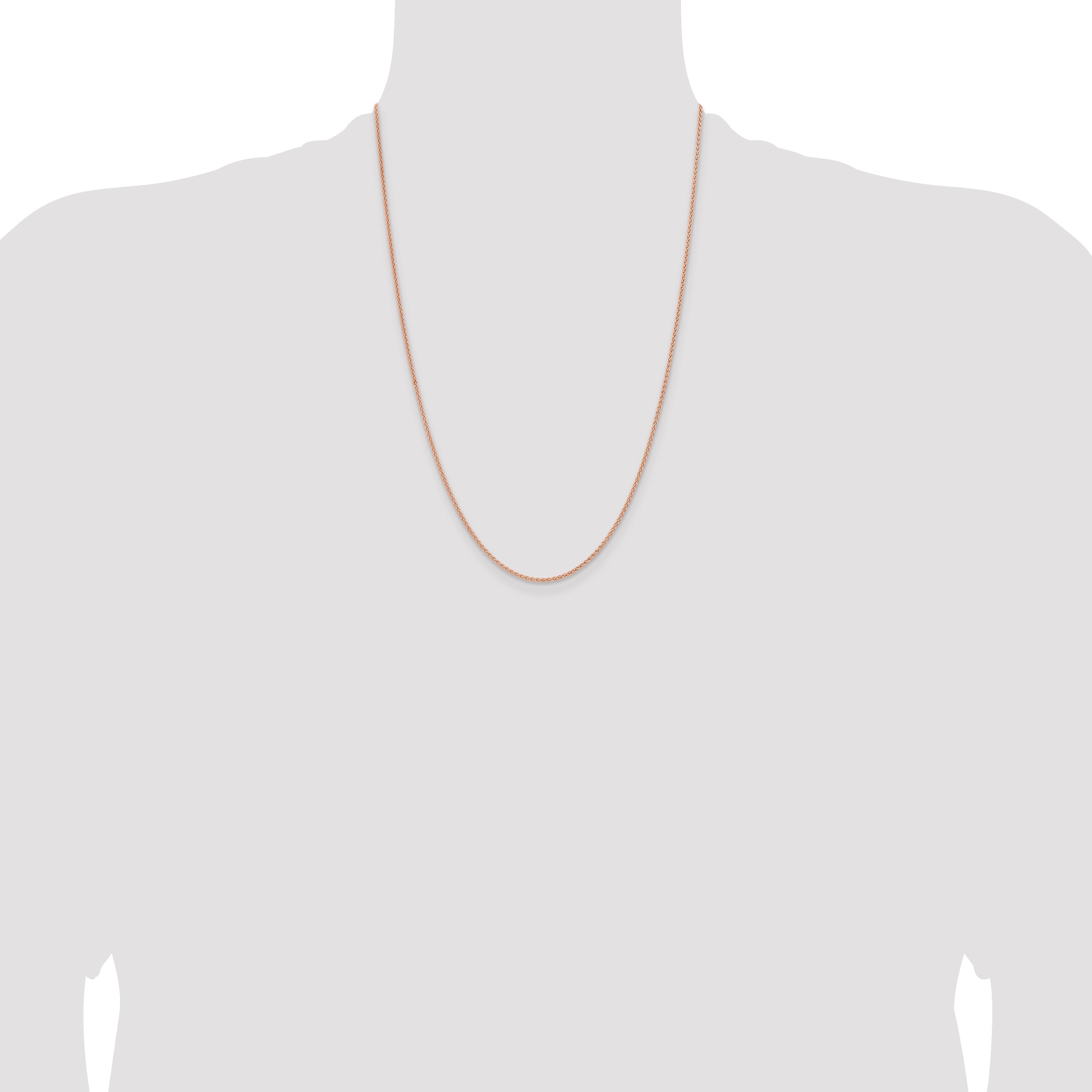 14K Rose Gold 24 Inch 1.7mm Solid Polished Spiga With Lobster Clasp Chain Necklace