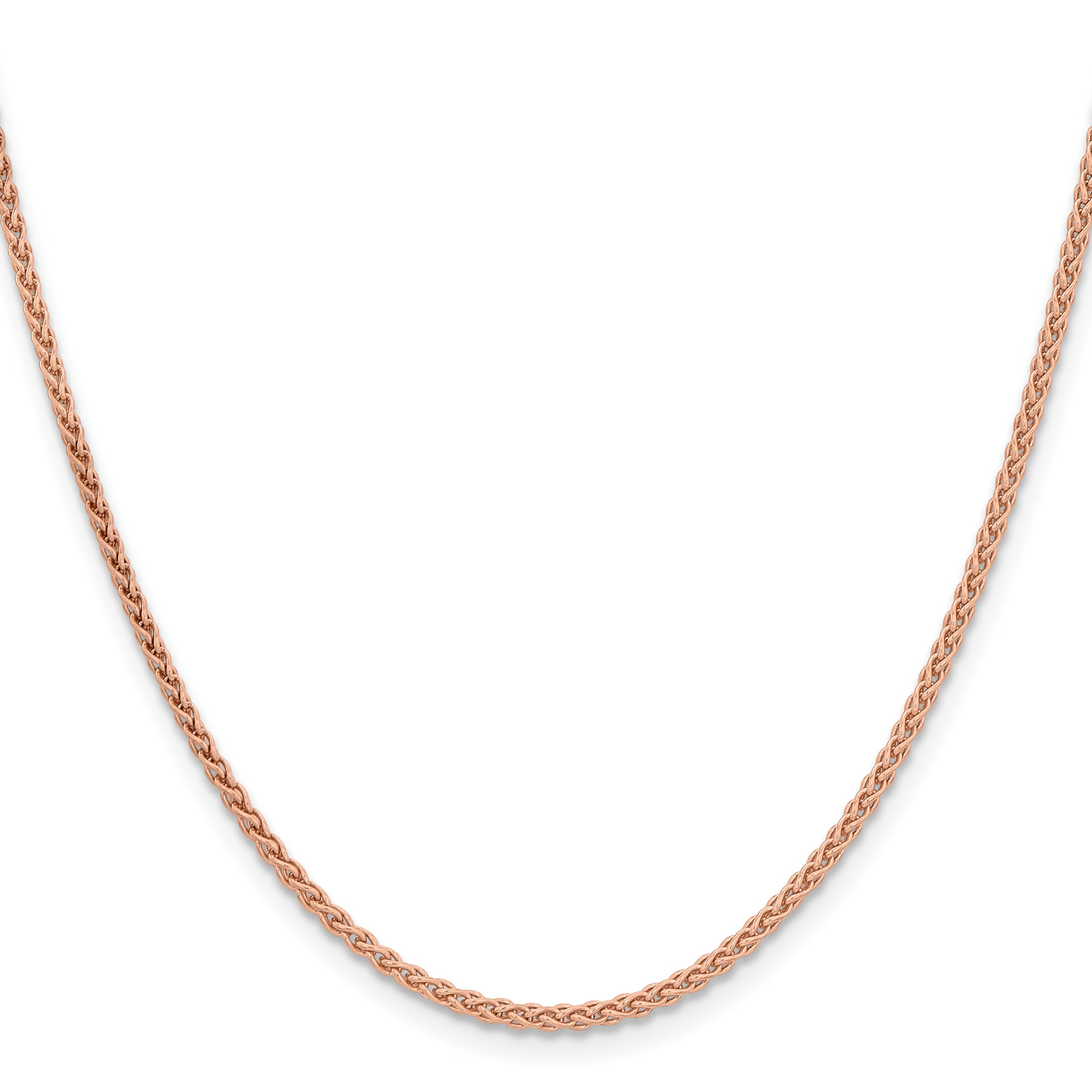 14K Rose Gold 24 Inch 2.1mm Solid Polished Spiga With Lobster Clasp Chain Necklace