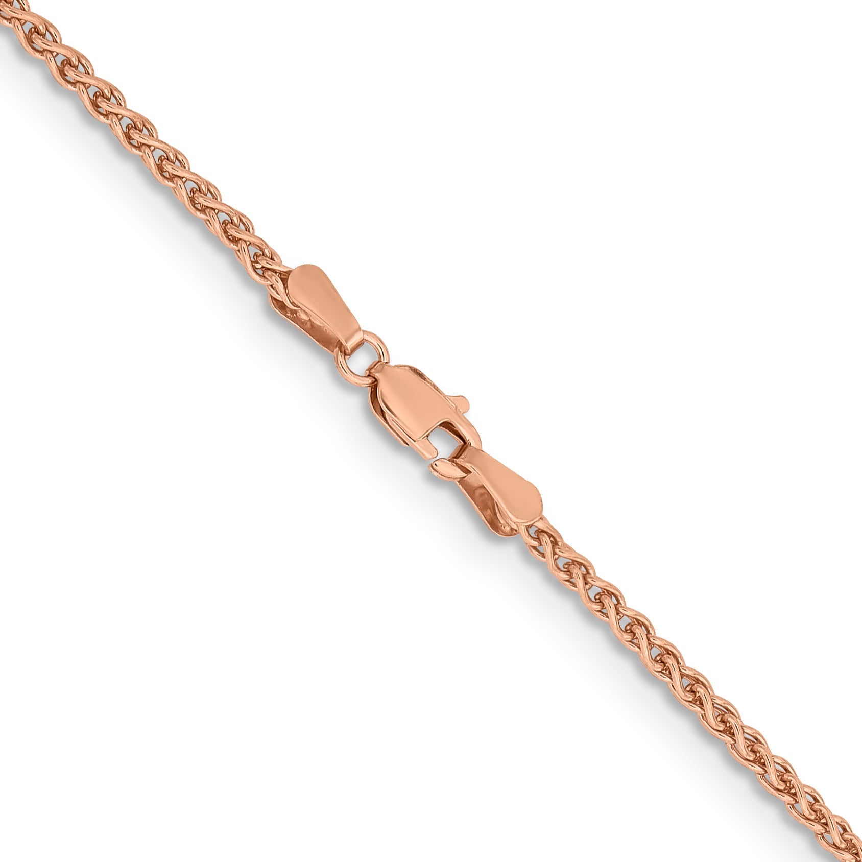 14K Rose Gold 16 Inch 2.1mm Solid Polished Spiga With Lobster Clasp Chain Necklace