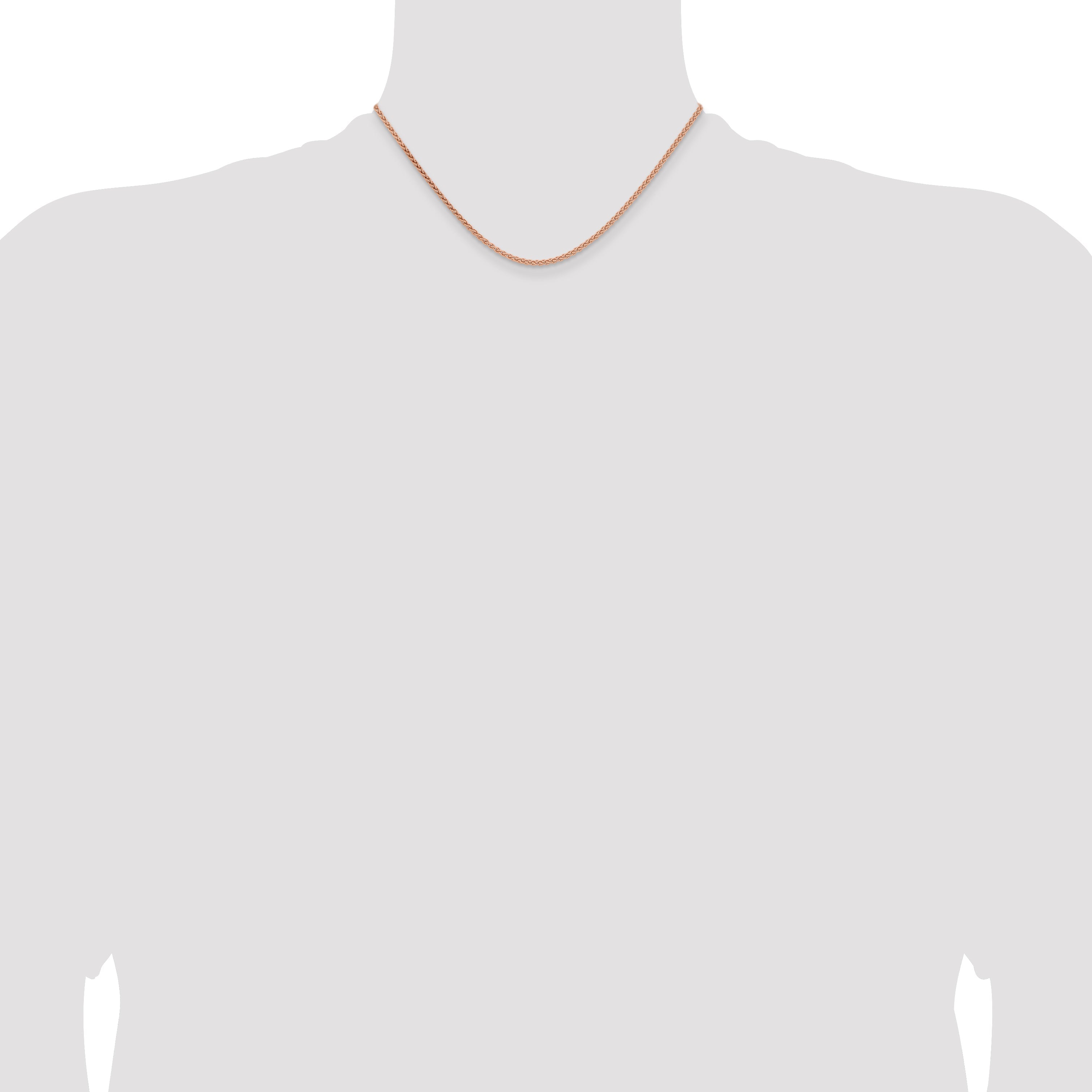 14K Rose Gold 16 Inch 2.1mm Solid Polished Spiga With Lobster Clasp Chain Necklace