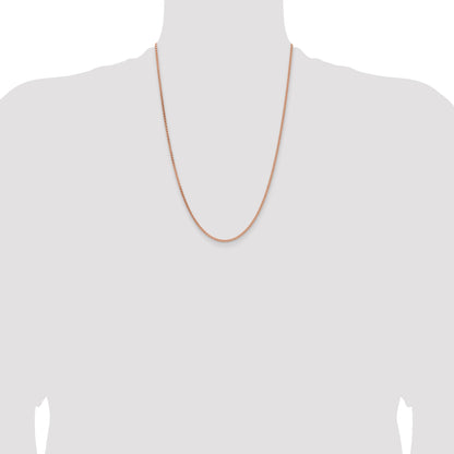 14K Rose Gold 24 Inch 2.1mm Solid Polished Spiga With Lobster Clasp Chain Necklace
