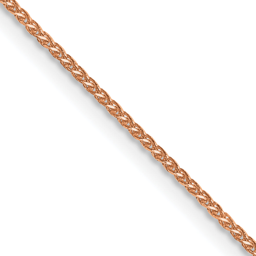 14K Rose Gold 24 Inch 1.05mm Diamond-Cut Spiga With Lobster Clasp Chain Necklace