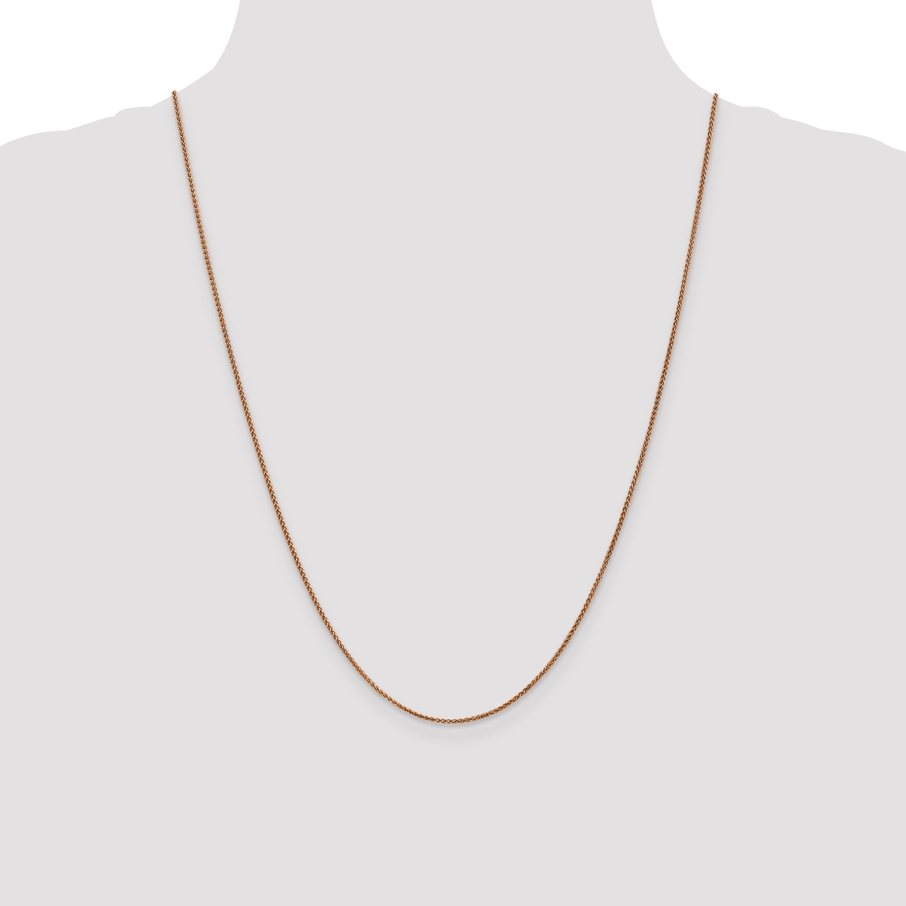 14K Rose Gold 24 Inch 1.25mm Diamond-Cut Spiga With Lobster Clasp Chain Necklace
