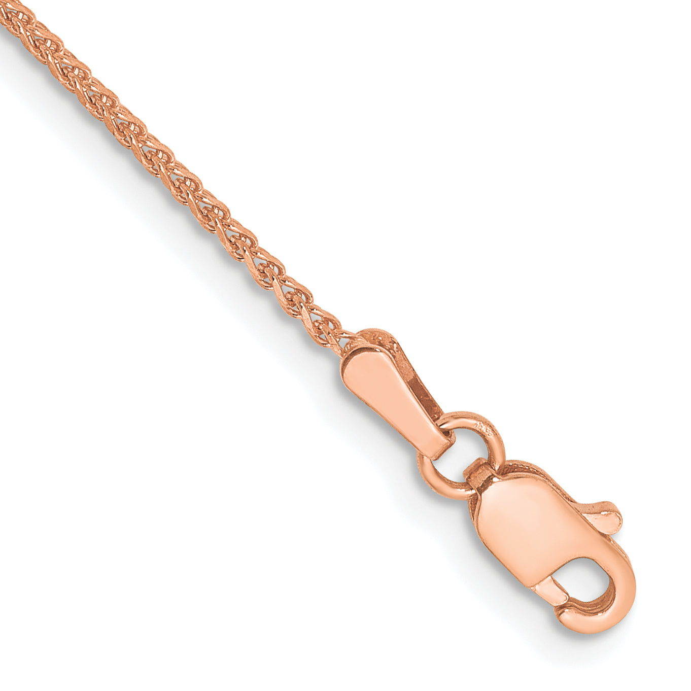 14K Rose Gold 7 Inch 1.25mm Diamond-Cut Spiga With Lobster Clasp Bracelet