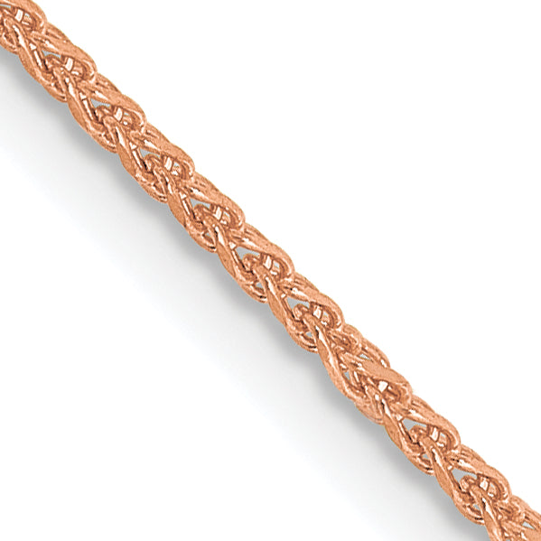 14K Rose Gold 20 Inch 1.25mm Diamond-Cut Spiga With Lobster Clasp Chain Necklace