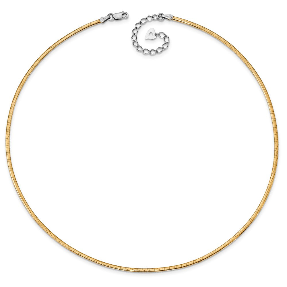16 Inch Sterling Silver Gold-Pltd 2mm Reversible W/2In Ext Cubetto Chain Necklace