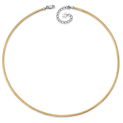16 Inch Sterling Silver Gold-Pltd 2mm Reversible W/2In Ext Cubetto Chain Necklace