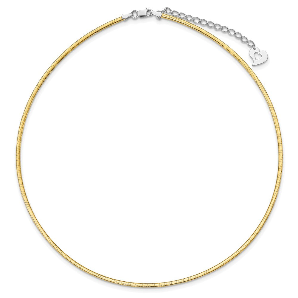 16 Inch Sterling Silver Gold-Pltd 2mm Reversible W/2In Ext Cubetto Chain Necklace