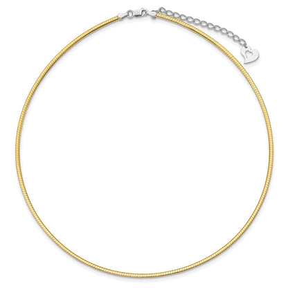 16 Inch Sterling Silver Gold-Pltd 2mm Reversible W/2In Ext Cubetto Chain Necklace