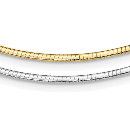 16 Inch Sterling Silver Gold-Pltd 2mm Reversible W/2In Ext Cubetto Chain Necklace