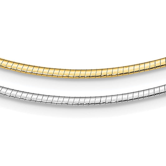 16 Inch Sterling Silver Gold-Pltd 2mm Reversible W/2In Ext Cubetto Chain Necklace