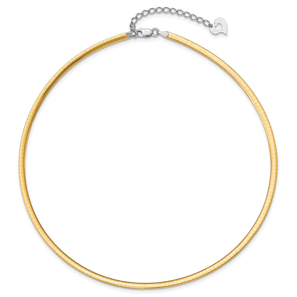 18 Inch Sterling Silver Gold-Pltd 3mm Reversible W/2In Ext Cubetto Chain Necklace