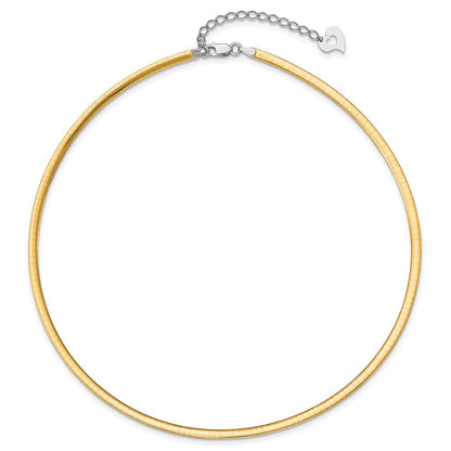 16 Inch Sterling Silver Gold-Pltd 3mm Reversible W/2In Ext Cubetto Chain Necklace