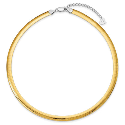 18 Inch Sterling Silver Gold-Plated 6mm Reversible W/2In Ext Cubetto Chain Necklace