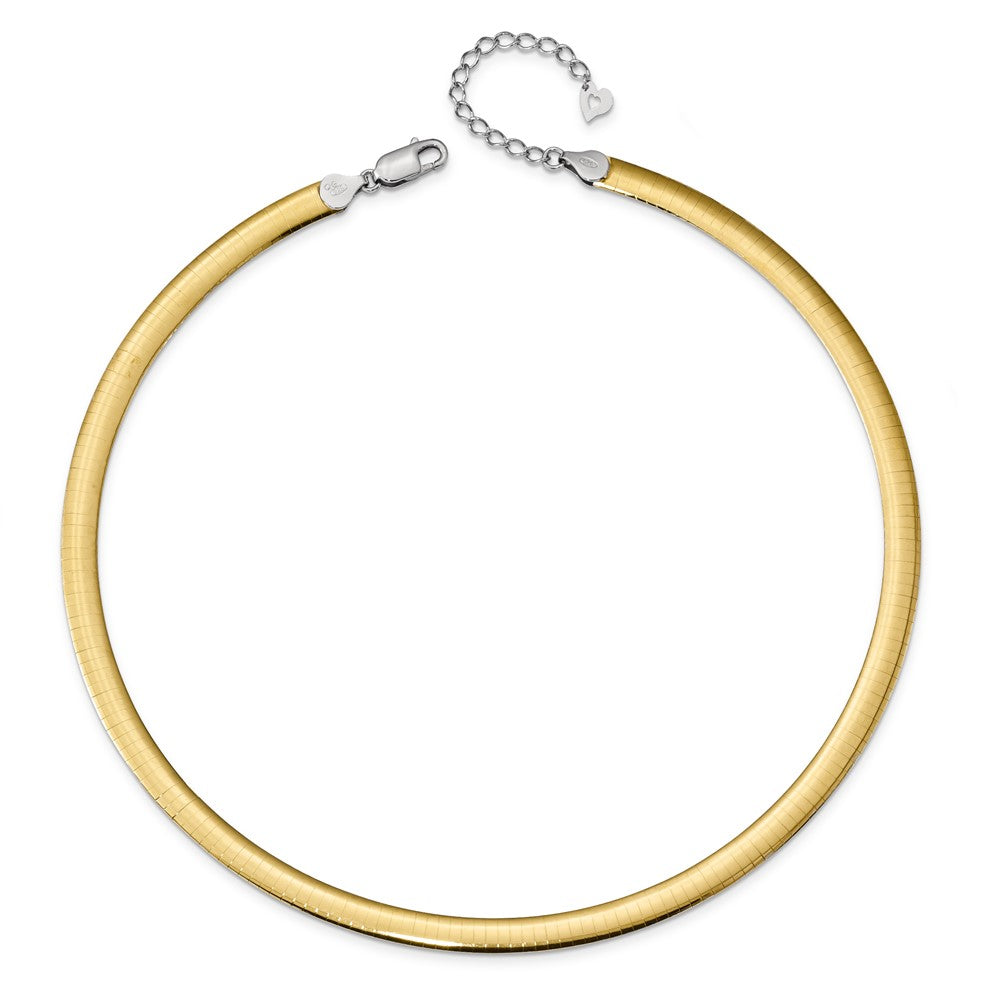 18 Inch Sterling Silver Gold-Plated 6mm Reversible W/2In Ext Cubetto Chain Necklace