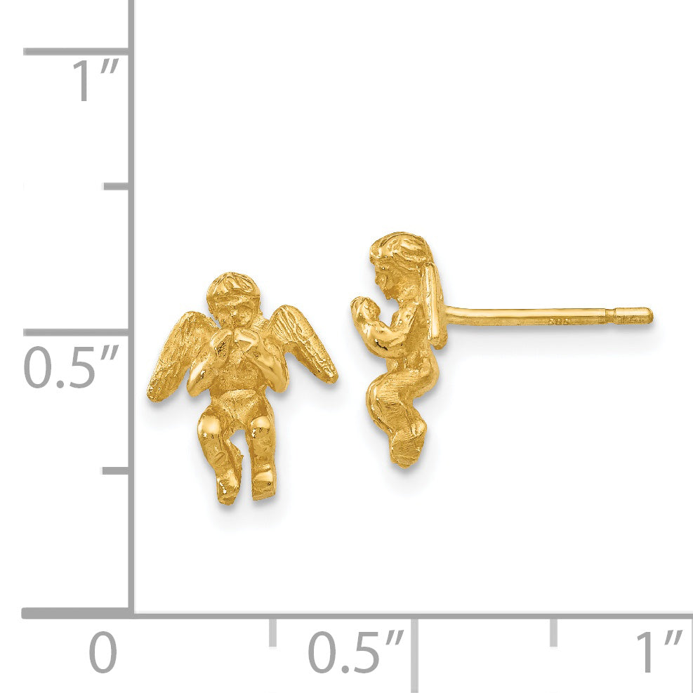 14K Yellow Gold Polished & Diamond-Cut Angel Earrings