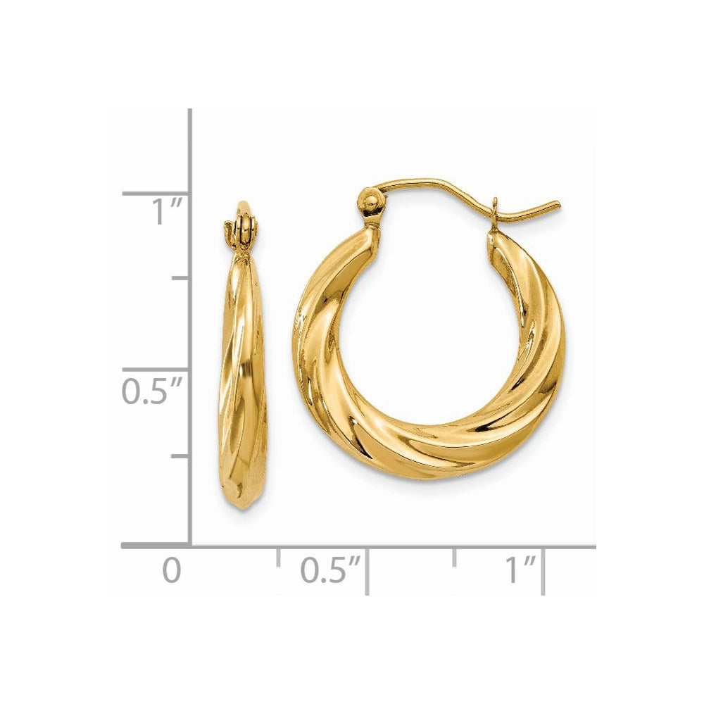 14K Yellow Gold Polished Twisted Hollow Hoop Earrings