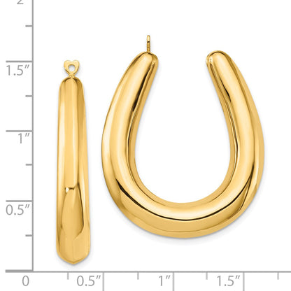 14K Yellow Gold Polished Hollow Hoop Earring Jackets