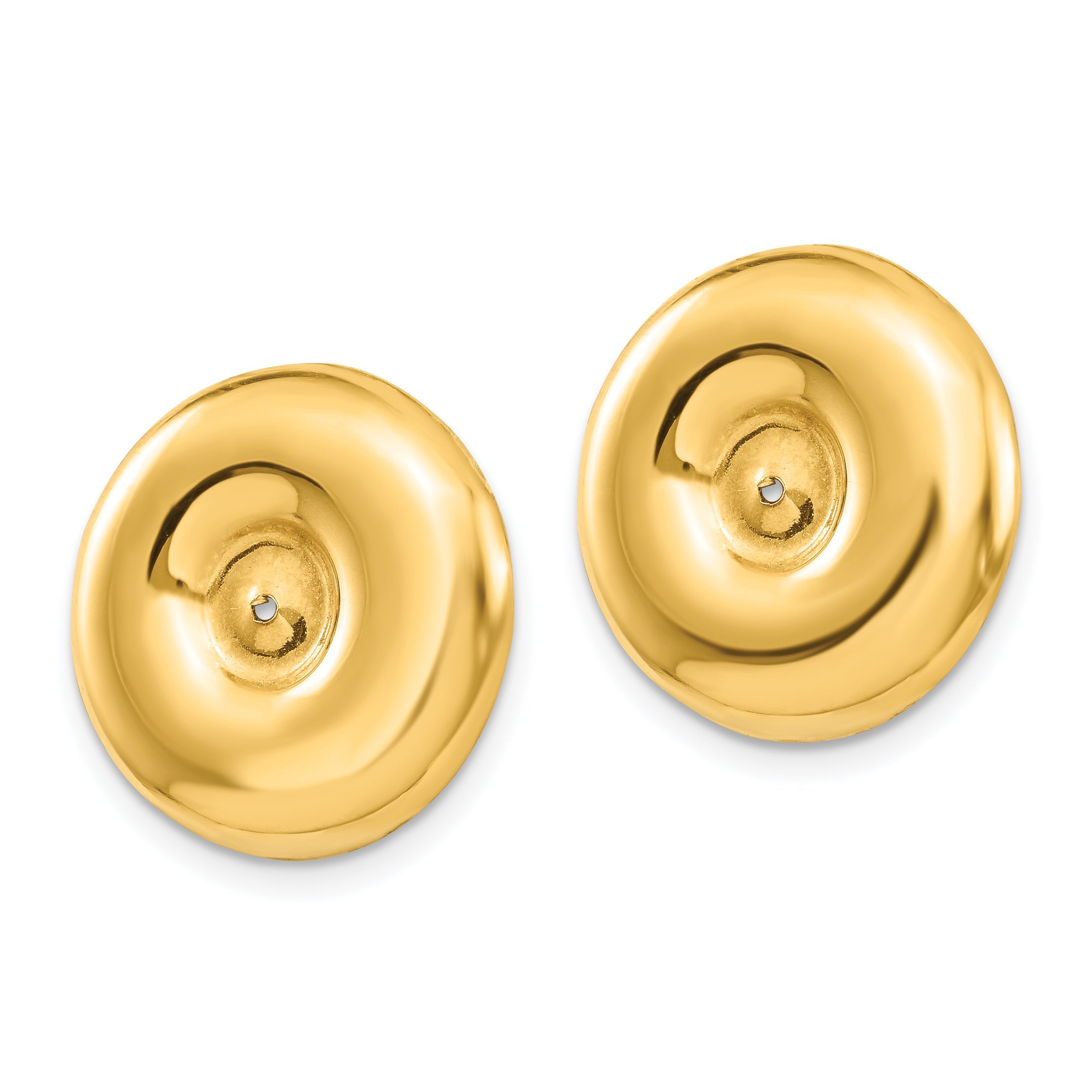 14K Yellow Gold Polished Round Fancy Earring Jackets