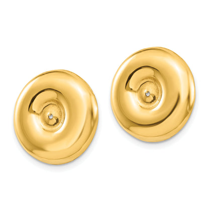 14K Yellow Gold Polished Round Fancy Earring Jackets