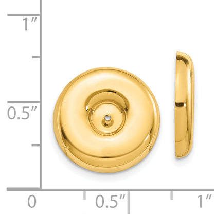 14K Yellow Gold Polished Round Fancy Earring Jackets