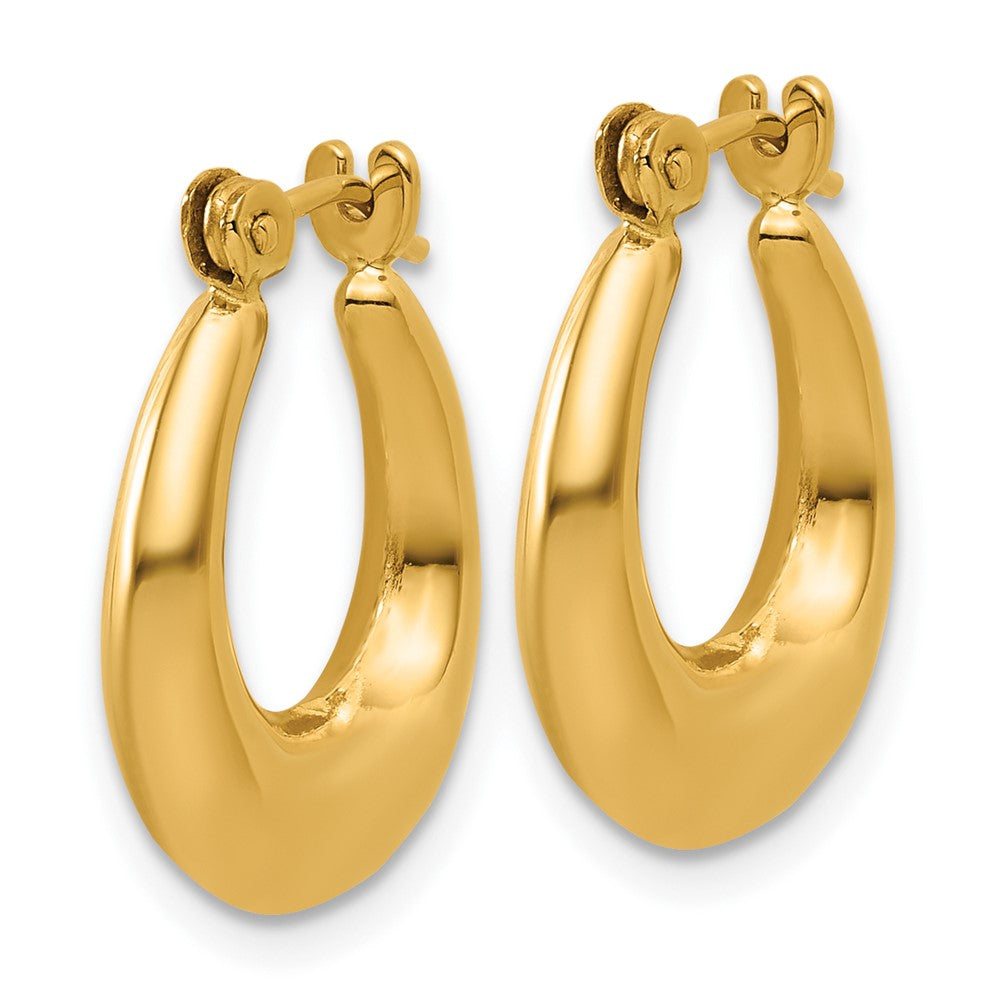 14K Yellow Gold Polished Oval Hollow Hoop Earrings