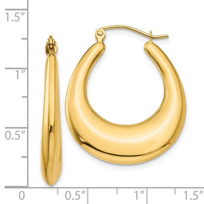14K Yellow Gold Polished Hoop Earrings