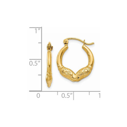 14K Yellow Gold Ram Head Hoop Earrings