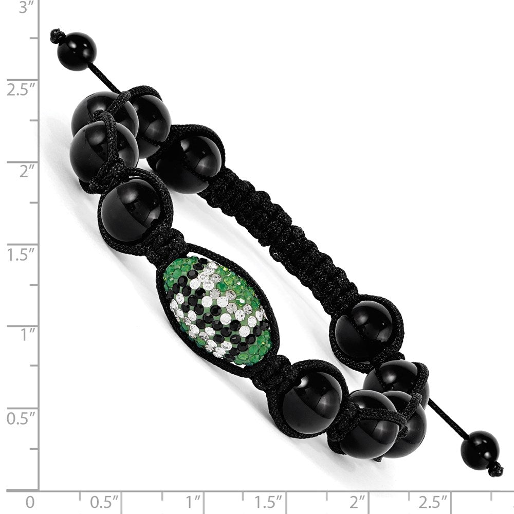 Fashion Swarovski Elements Football & Onyx Macrame Bracelet