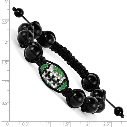 Fashion Swarovski Elements Football & Onyx Macrame Bracelet
