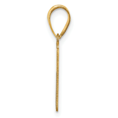 14K Yellow Gold Brushed Border Script Number 1 Pendant