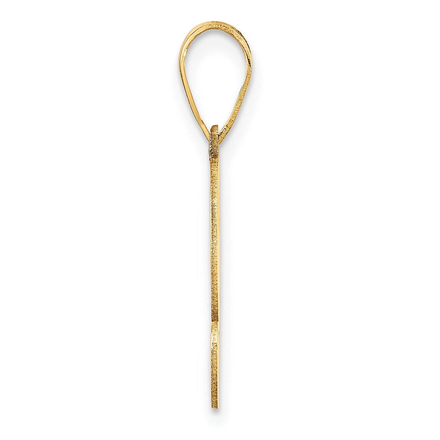 14K Yellow Gold Brushed Border Script Number 2 Pendant