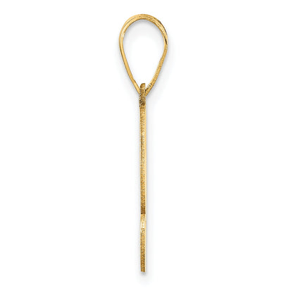 14K Yellow Gold Brushed Border Script Number 2 Pendant