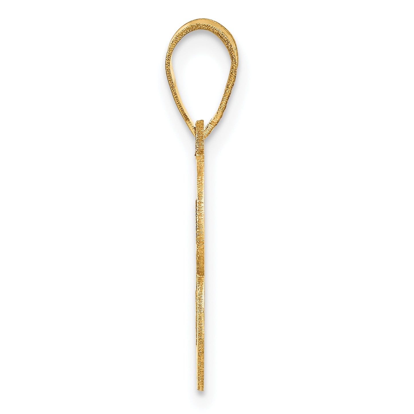 14K Yellow Gold Brushed Border Script Number 3 Pendant